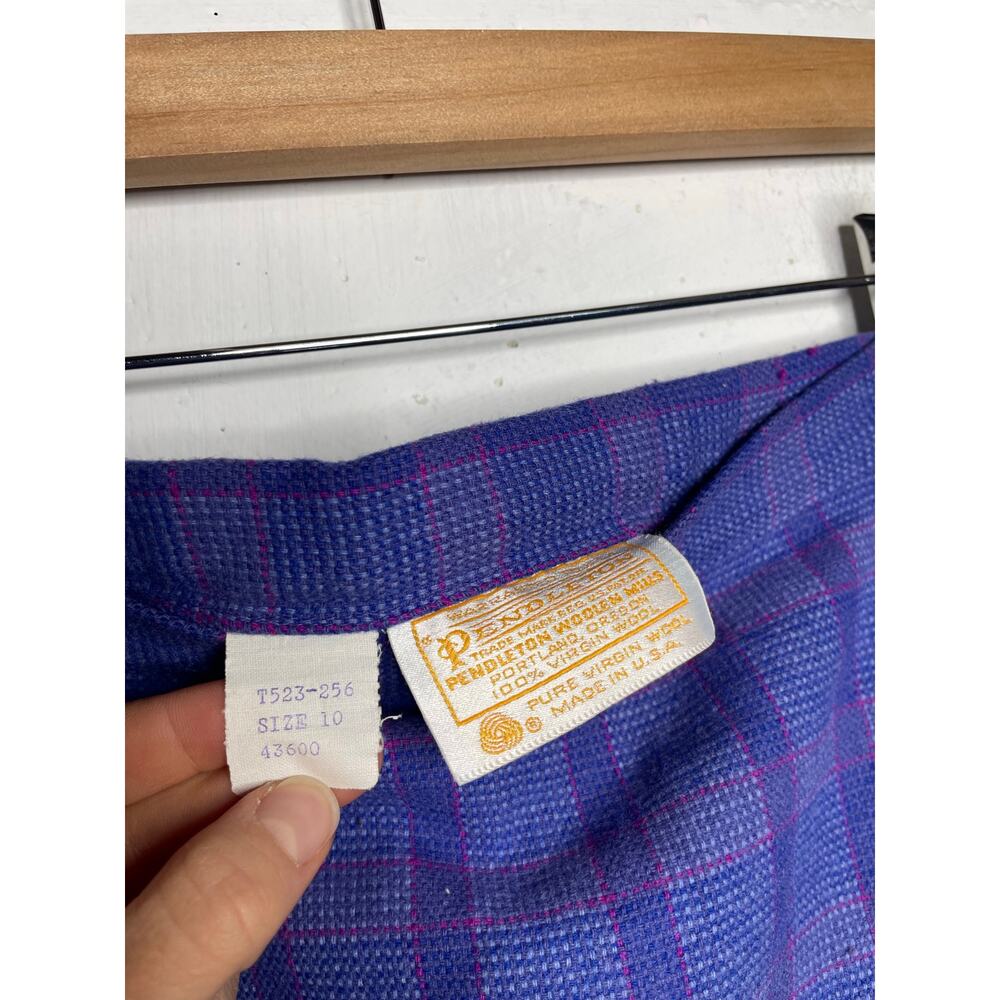 Vintage Pendleton Wool Midi Skirt Purple Plaid Size 10 - Picture 6 of 11